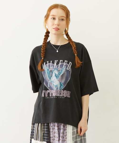 MILKFED.（ミルクフェド）の「PEGASUS HEART WIDE S/S TEE（Tシャツ/カットソー・レディース・ブラック/ライトピンク/オートミール・M/L）」の12枚目の写真