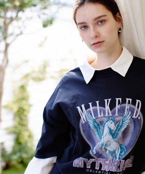 MILKFED.（ミルクフェド）の「PEGASUS HEART WIDE S/S TEE（Tシャツ/カットソー・レディース・ブラック/ライトピンク/オートミール・M/L）」の19枚目の写真