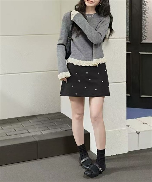 FREE STYLISTS(フリー スタイリスト)の「袖裾配色編みニットプルオーバー(ニット/セーター・レディース・アイボリー/ブラック/グレー/ワインレッド・FREE)」の19枚目の写真