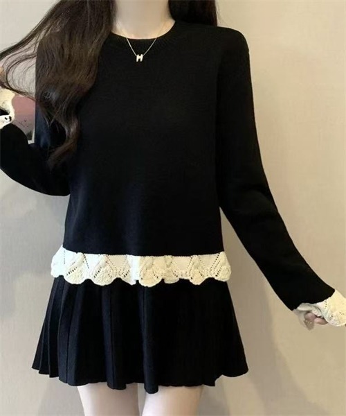 FREE STYLISTS(フリー スタイリスト)の「袖裾配色編みニットプルオーバー(ニット/セーター・レディース・アイボリー/ブラック/グレー/ワインレッド・FREE)」の12枚目の写真