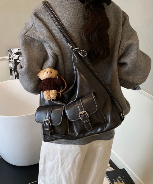 Y2K バックルレザーショルダーバッグ 3WAY（ショルダーバッグ）｜FREE