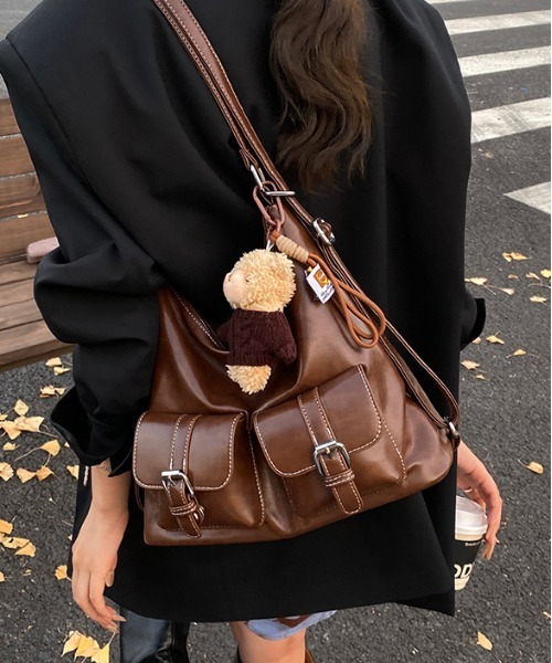 Y2K バックルレザーショルダーバッグ 3WAY（ショルダーバッグ）｜FREE