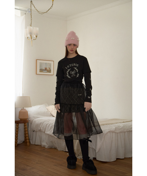 LR DOT SEE-THROUGH LAYERD SKIRTS_BLACK