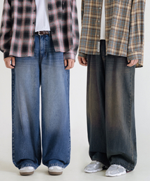 LEMAIN SECOND（リメインセカンド）の「[2PACK] VINTAGE CAT WASHING WIDE DENIM PANTS - YELLOW WASHING/DARK BLUE（デニムパンツ）」