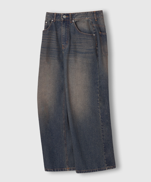 LEMAIN SECOND（リメインセカンド）の「[2PACK] VINTAGE CAT WASHING WIDE DENIM PANTS - YELLOW WASHING/DARK BLUE（デニムパンツ・メンズ・その他・MEDIUM/LARGE/X-LARGE/X-SMALL/SMALL）」の5枚目の写真