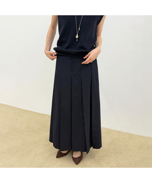 Sinoon Pleated Maxi Skirt (Navy)