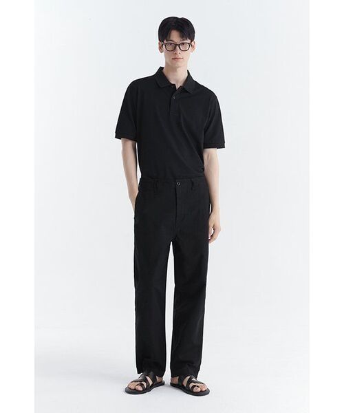 MUSINSA STANDARD（ムシンサスタンダード）の「バックサテンワイドオフィサーパンツ[ブラック]（その他パンツ・メンズ・その他・31/32/33/34/36/38/40/42/26/27/28/29/30）」の5枚目の写真