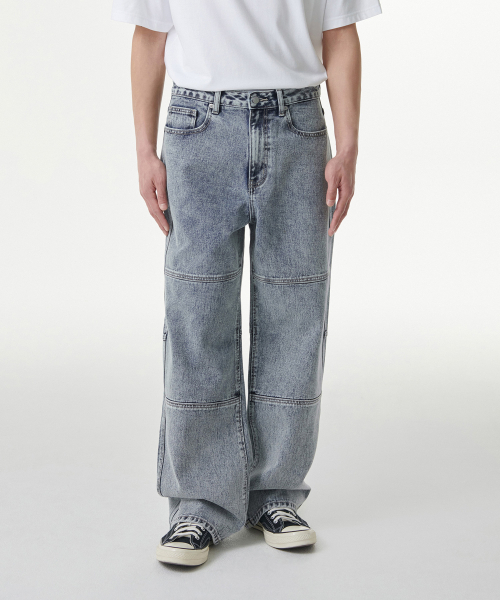 MUSINSA STANDARD（ムシンサスタンダード）の「パネルドニーワイドデニムパンツ [アシッドブルー]（デニムパンツ・メンズ・その他・38/26/27/28/29/36/34/32/30/31/33）」の2枚目の写真