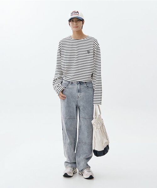 MUSINSA STANDARD（ムシンサスタンダード）の「パネルドニーワイドデニムパンツ [アシッドブルー]（デニムパンツ・メンズ・その他・38/26/27/28/29/36/34/32/30/31/33）」の7枚目の写真