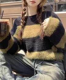 SpRay（スプレイ）の「シャギーボーダークロップドニット（ニット/セーター）」