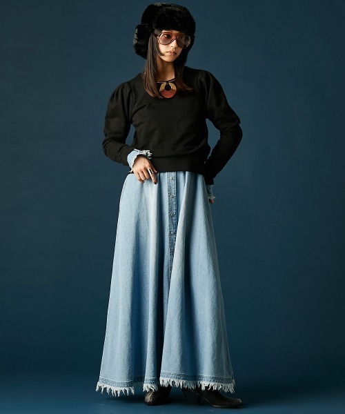 GEVS.（ジェイヴィス）の「パフスリーブクルーネックスウェット＜大きいサイズ有＞GEVS.（スウェット・レディース・杢グレー/ブラック・L/M/5L/4L/3L/LL）」の15枚目の写真