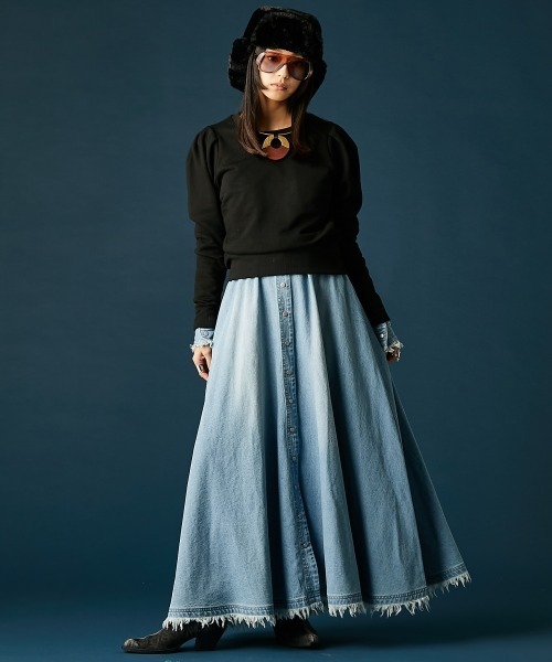 GEVS.（ジェイヴィス）の「パフスリーブクルーネックスウェット＜大きいサイズ有＞GEVS.（スウェット・レディース・杢グレー/ブラック・L/M/5L/4L/3L/LL）」の16枚目の写真