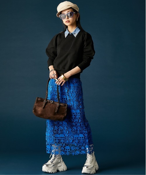 GEVS.（ジェイヴィス）の「パフスリーブクルーネックスウェット＜大きいサイズ有＞GEVS.（スウェット・レディース・杢グレー/ブラック・L/M/5L/4L/3L/LL）」の18枚目の写真