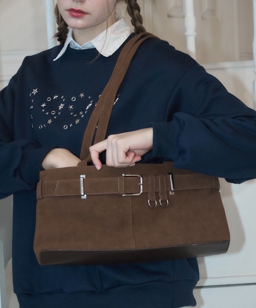 Birthday room（バースデイルーム）の「ベルトロングハンドルBAG / belt long handle bag（ショルダーバッグ・レディース・ブラック/ブラウン・FREE）」の2枚目の写真