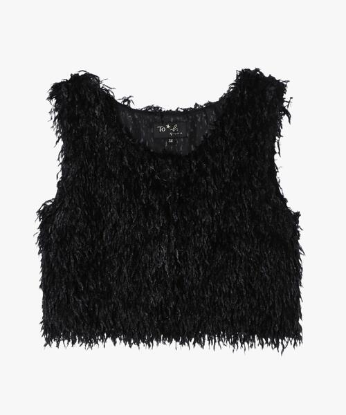 To b. by agnes b.（トゥービーバイアニエスベー）の「ファンシー ヤーン ベスト（ベスト・レディース・ブラック・40/36/38）」の2枚目の写真