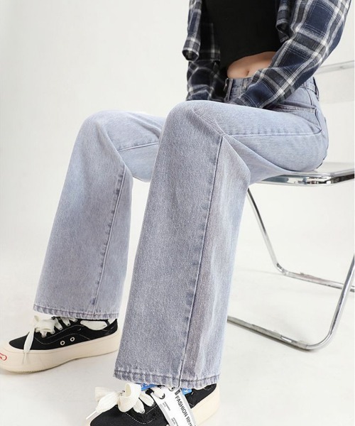 Miniministore(ミニミニストア)の「裏起毛デニムパンツウエスト調節ボタン付き(デニムパンツ・レディース・サックスブルー/インディゴブルー/チャコールグレー・L/XL/M)」の7枚目の写真