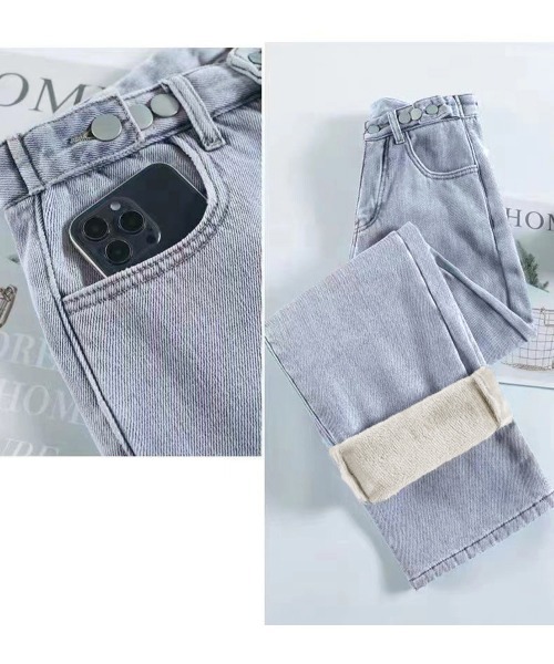 Miniministore(ミニミニストア)の「裏起毛デニムパンツウエスト調節ボタン付き(デニムパンツ・レディース・サックスブルー/インディゴブルー/チャコールグレー・L/XL/M)」の19枚目の写真