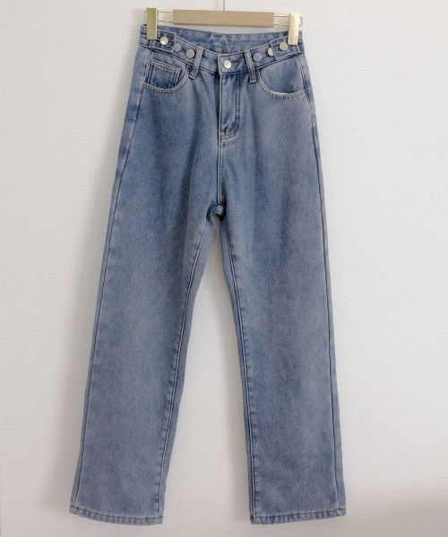 Miniministore(ミニミニストア)の「裏起毛デニムパンツウエスト調節ボタン付き(デニムパンツ・レディース・サックスブルー/インディゴブルー/チャコールグレー・L/XL/M)」の11枚目の写真