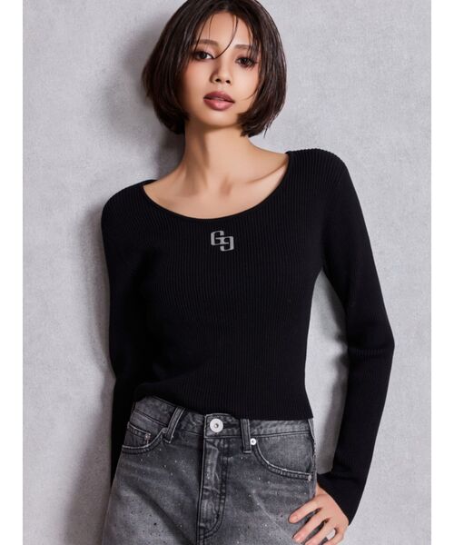 GYDA（ジェイダ）の「GGプレートlong sleeveニットトップス（ニット/セーター・レディース・ブラック/オフホワイト/その他1/シルバー・FREE）」の5枚目の写真