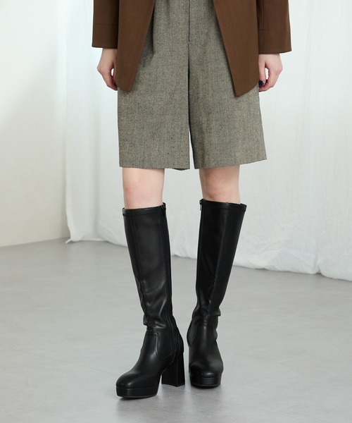 MISCH MASCH(ミッシュマッシュ)の「【 美脚 】厚底 プラットフォーム ストレッチ ロングブーツ /51503(ブーツ・レディース・ブラック/ブラウン・S/M/L/LL)」の9枚目の写真