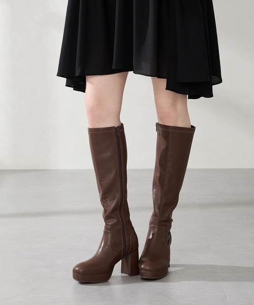 MISCH MASCH(ミッシュマッシュ)の「【 美脚 】厚底 プラットフォーム ストレッチ ロングブーツ /51503(ブーツ・レディース・ブラック/ブラウン・S/M/L/LL)」の18枚目の写真