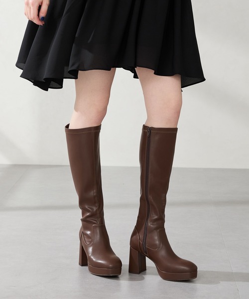 MISCH MASCH(ミッシュマッシュ)の「【 美脚 】厚底 プラットフォーム ストレッチ ロングブーツ /51503(ブーツ・レディース・ブラック/ブラウン・S/M/L/LL)」の19枚目の写真