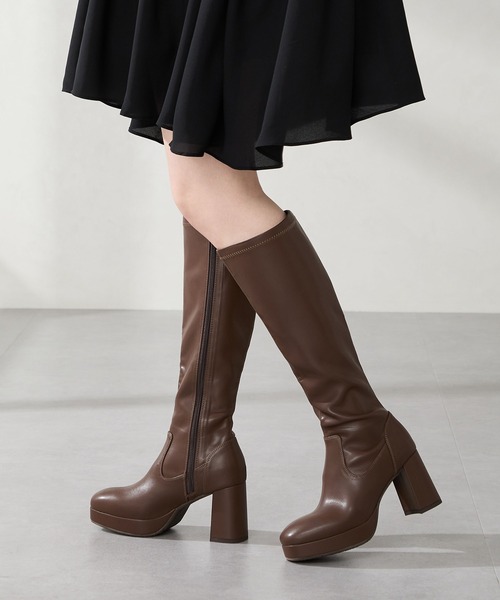 MISCH MASCH(ミッシュマッシュ)の「【 美脚 】厚底 プラットフォーム ストレッチ ロングブーツ /51503(ブーツ・レディース・ブラック/ブラウン・S/M/L/LL)」の20枚目の写真