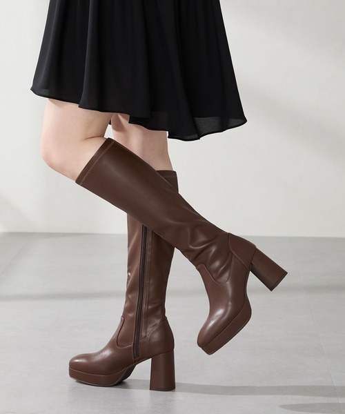 MISCH MASCH(ミッシュマッシュ)の「【 美脚 】厚底 プラットフォーム ストレッチ ロングブーツ /51503(ブーツ・レディース・ブラック/ブラウン・S/M/L/LL)」の21枚目の写真