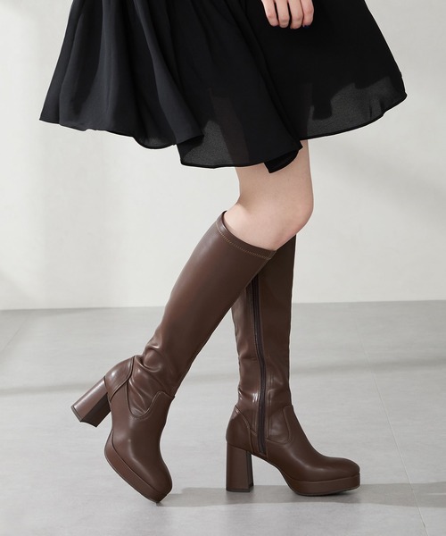 MISCH MASCH(ミッシュマッシュ)の「【 美脚 】厚底 プラットフォーム ストレッチ ロングブーツ /51503(ブーツ・レディース・ブラック/ブラウン・S/M/L/LL)」の17枚目の写真