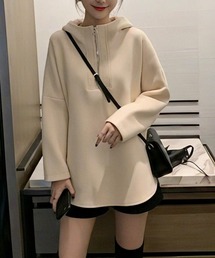 ハーフジップトップス