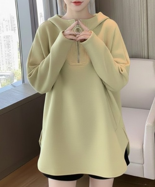 cammie(キャミー)の「ハーフジップトップス(スウェット・レディース・グレー/オリーブ/アイボリー・M/L)」の5枚目の写真