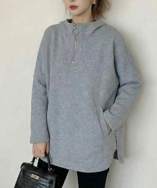 cammie(キャミー)の「ハーフジップトップス(スウェット・レディース・グレー/オリーブ/アイボリー・M/L)」の15枚目の写真