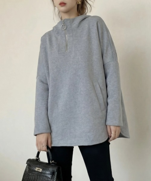 cammie(キャミー)の「ハーフジップトップス(スウェット・レディース・グレー/オリーブ/アイボリー・M/L)」の14枚目の写真