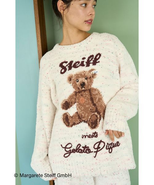 ジェラートピケ　Steiff テディベアルームウェア セール】【Steiff】パウダーネップジャガードプルオーバー（ルーム