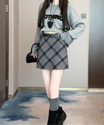 LUCPY（ラクピー）の「レトロチェック台形ミニスカート（スカート・レディース）」