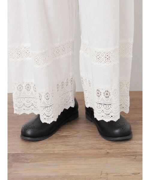 Samansa Mos2（サマンサ モスモス）の「[吸湿発熱]裾レースペチパンツ（その他パンツ・レディース・キナリ/ブラック/オフホワイト・F）」の5枚目の写真