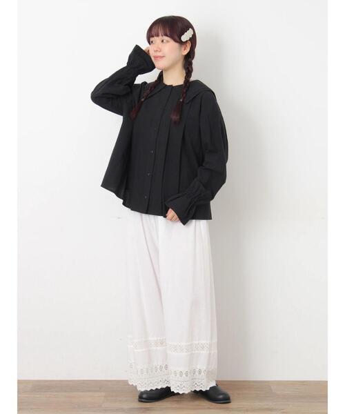 Samansa Mos2（サマンサ モスモス）の「[吸湿発熱]裾レースペチパンツ（その他パンツ・レディース・キナリ/ブラック/オフホワイト・F）」の7枚目の写真