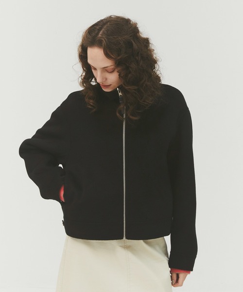 CASHMERE CASHMERE(カシミヤカシミヤ)の「【CASHMERE CASHMERE/カシミヤカシミヤ】CASHMERE REVERSIBLE STAND ZIP BLOUSON/カシミヤリバーシブルスタンドジップブルゾン(ブルゾン・レディース・ブラック/モカ・40)」の7枚目の写真