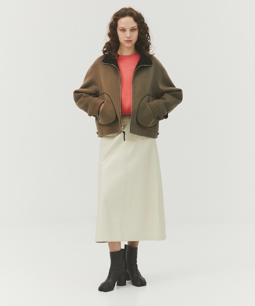 CASHMERE CASHMERE(カシミヤカシミヤ)の「【CASHMERE CASHMERE/カシミヤカシミヤ】CASHMERE REVERSIBLE STAND ZIP BLOUSON/カシミヤリバーシブルスタンドジップブルゾン(ブルゾン・レディース・ブラック/モカ・40)」の11枚目の写真