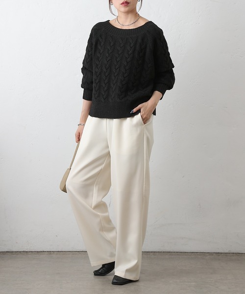 COLONY 2139（コロニートゥーワンスリーナイン）の「起毛ケーブルニットプルオーバー（ニット/セーター・レディース・グレー/チャコールグレー/ブラック/バーガンディー・FREE）」の9枚目の写真