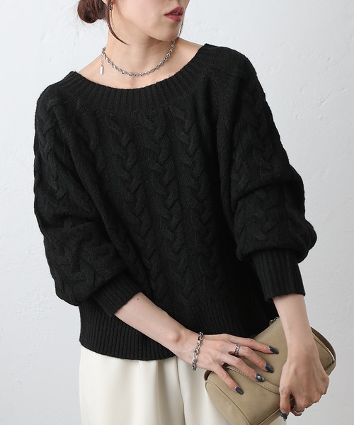 COLONY 2139（コロニートゥーワンスリーナイン）の「起毛ケーブルニットプルオーバー（ニット/セーター・レディース・グレー/チャコールグレー/ブラック/バーガンディー・FREE）」の7枚目の写真