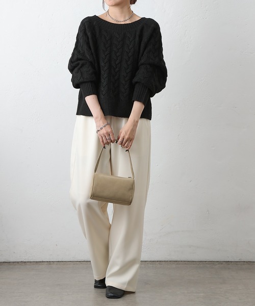 COLONY 2139（コロニートゥーワンスリーナイン）の「起毛ケーブルニットプルオーバー（ニット/セーター・レディース・グレー/チャコールグレー/ブラック/バーガンディー・FREE）」の8枚目の写真