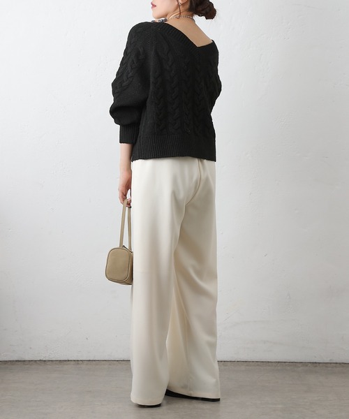 COLONY 2139（コロニートゥーワンスリーナイン）の「起毛ケーブルニットプルオーバー（ニット/セーター・レディース・グレー/チャコールグレー/ブラック/バーガンディー・FREE）」の10枚目の写真