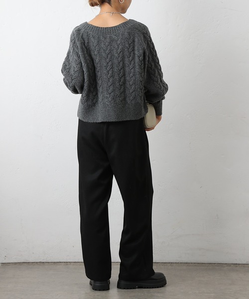 COLONY 2139（コロニートゥーワンスリーナイン）の「起毛ケーブルニットプルオーバー（ニット/セーター・レディース・グレー/チャコールグレー/ブラック/バーガンディー・FREE）」の15枚目の写真