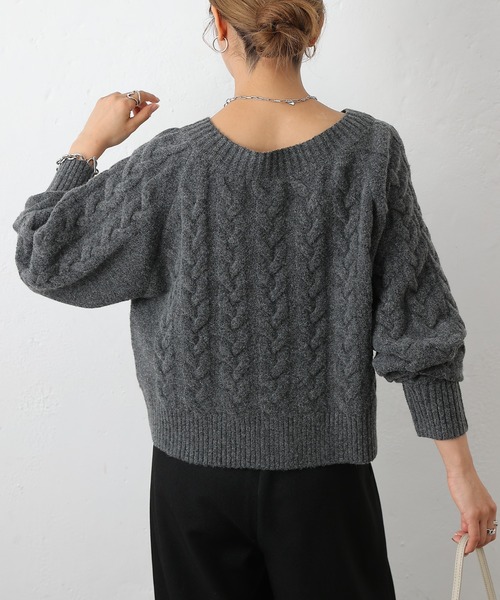 COLONY 2139（コロニートゥーワンスリーナイン）の「起毛ケーブルニットプルオーバー（ニット/セーター・レディース・グレー/チャコールグレー/ブラック/バーガンディー・FREE）」の13枚目の写真