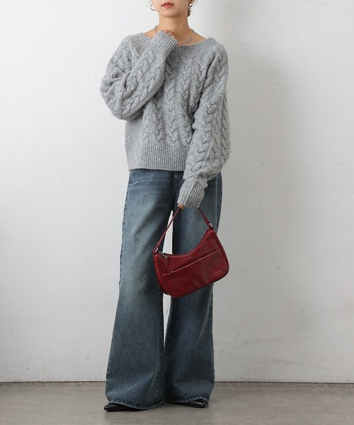 COLONY 2139（コロニートゥーワンスリーナイン）の「起毛ケーブルニットプルオーバー（ニット/セーター・レディース・グレー/チャコールグレー/ブラック/バーガンディー・FREE）」の22枚目の写真