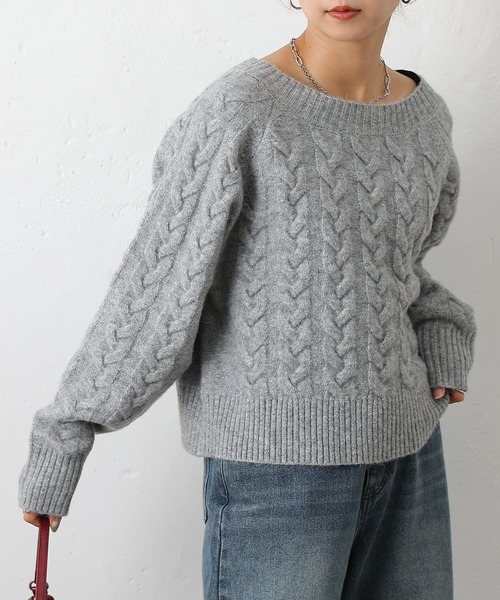 COLONY 2139（コロニートゥーワンスリーナイン）の「起毛ケーブルニットプルオーバー（ニット/セーター・レディース・グレー/チャコールグレー/ブラック/バーガンディー・FREE）」の21枚目の写真