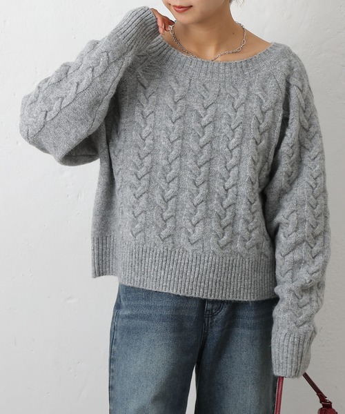 COLONY 2139（コロニートゥーワンスリーナイン）の「起毛ケーブルニットプルオーバー（ニット/セーター・レディース・グレー/チャコールグレー/ブラック/バーガンディー・FREE）」の18枚目の写真