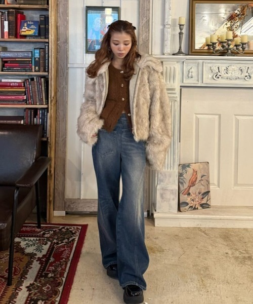 セール】SHINY CABLE C/D シャイニー ケーブル カーディガン 秋服 冬服