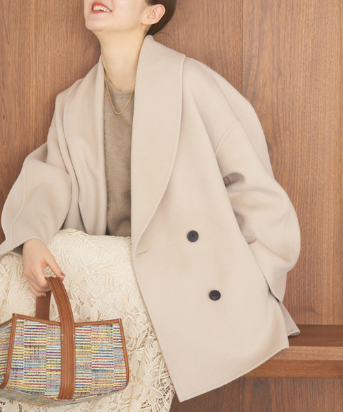 IENA（イエナ）の「《追加2》Super160 ショールカラーハーフコート（その他アウター・レディース・チャコールグレー/ブラウン/ベージュ・36/38）」の3枚目の写真